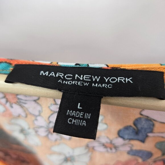 Marc New York Orange Boho V-Neck Linen/Viscose Sleeveless Blouse Size Large - Picture 9 of 11